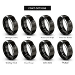 font options for inside engraving on black & grey tiny footprints rings
