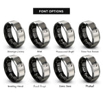 font options for inside engraving on black & grey tiny footprints rings
