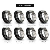 font options for inside engraving on black & grey tiny footprints rings
