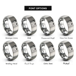 font options for inside engraving on gray tiny footprints rings