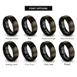 font options for inside engraving on gunmetal & black tiny footprints rings