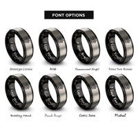 font options for inside engraving on black & silver tiny paw heart rings