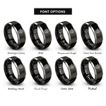 font options for inside engraving on black & silver tiny paw heart rings