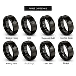 font options for inside engraving on black tiny paw heart rings