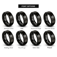 font options for inside engraving on black tiny paw heart rings