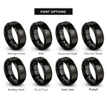 font options for inside engraving on black tiramisu slice rings