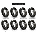 font options for inside engraving on black & silver tire rings