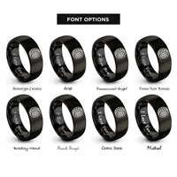 font options for inside engraving on black tire rings