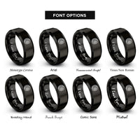 font options for inside engraving on black tire rings