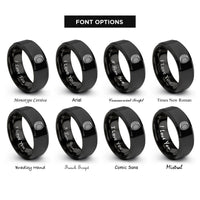 font options for inside engraving on black tire rings