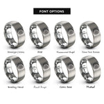 font options for inside engraving on gray tire rings
