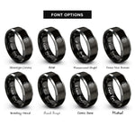 font options for inside engraving on black & gray tire imprint rings
