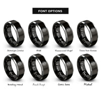 font options for inside engraving on black & gray tire imprint rings