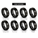 font options for inside engraving on black tire imprint rings