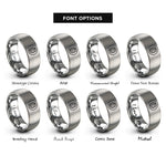 font options for inside engraving on silver tire imprint rings
