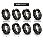 font options for inside engraving on black & silver tire technician silhouette rings