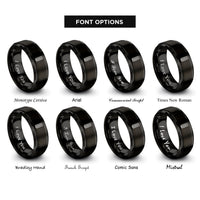 font options for inside engraving on black tire track rings