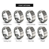 font options for inside engraving on silver tire track rings