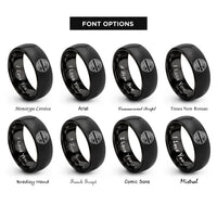 font options for inside engraving on black tire tracks rings