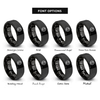 font options for inside engraving on black tire tracks rings
