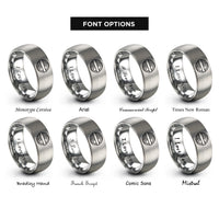 font options for inside engraving on grey tire tracks rings