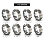 font options for inside engraving on silver tire tracks rings