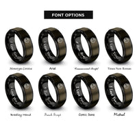 font options for inside engraving on gunmetal & black tire tracks rings