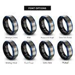 font options for inside engraving on black & blue & gray tire tread rings