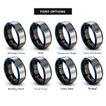 font options for inside engraving on black & blue & gray tire tread rings