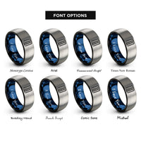 font options for inside engraving on black & blue & grey tire tread rings