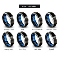 font options for inside engraving on black & blue & grey tire tread rings
