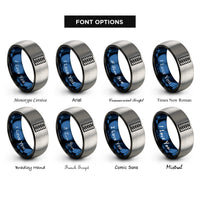 font options for inside engraving on black & blue & grey tire tread rings