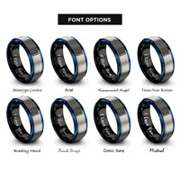font options for inside engraving on black & blue & silver tire tread rings