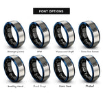 font options for inside engraving on black & blue & grey tire tread rings