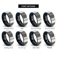 font options for inside engraving on black & blue & grey tire tread rings