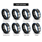 font options for inside engraving on black & blue & gray tire tread rings