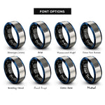 font options for inside engraving on black & blue & silver tire tread rings