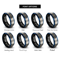 font options for inside engraving on black & blue & silver tire tread rings