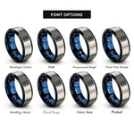 font options for inside engraving on black & blue & silver tire tread rings