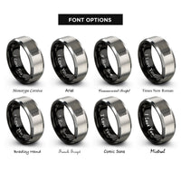 font options for inside engraving on black & silver tire tread rings