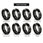 font options for inside engraving on black & gray tire tread rings