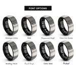 font options for inside engraving on black & gray tire tread rings