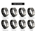 font options for inside engraving on black & gray tire tread rings