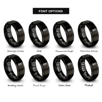 font options for inside engraving on black tire tread rings