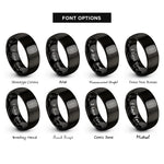 font options for inside engraving on black tire tread rings