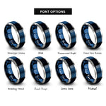 font options for inside engraving on blue & silver tire tread rings