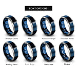 font options for inside engraving on blue & gray tire tread rings