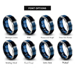 font options for inside engraving on blue & grey tire tread rings