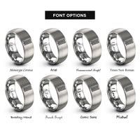font options for inside engraving on silver tire tread rings