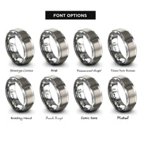 font options for inside engraving on gray tire tread rings